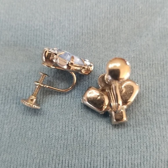 Vtg blue topaz rhinestone earrings - Picture 4 of 6